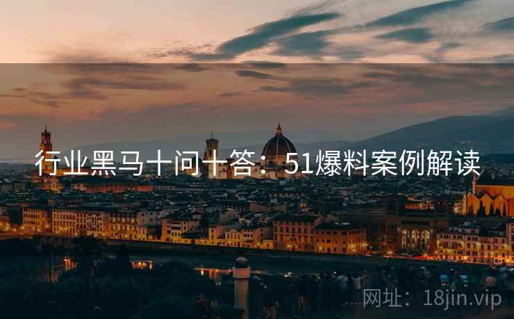 行业黑马十问十答：51爆料案例解读